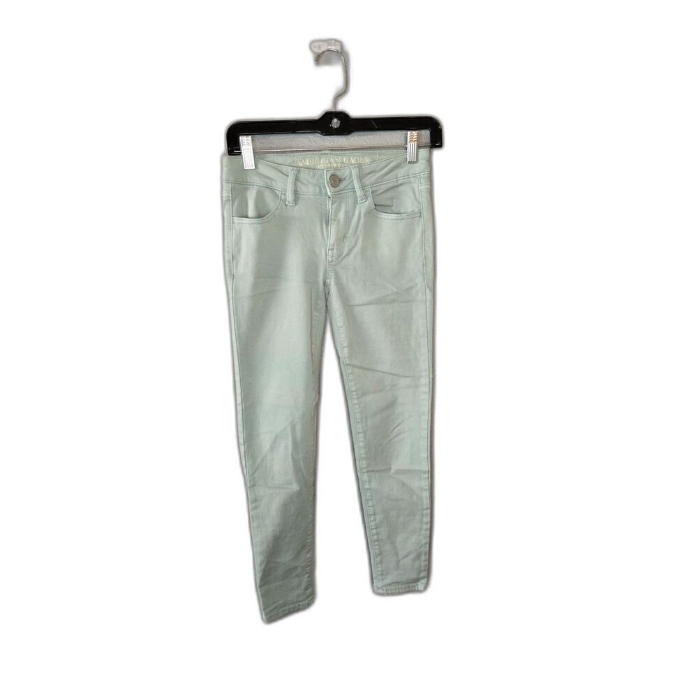 American Eagle Women's Mint Green Super Stretch Skinny Jeans Size 0 Regular